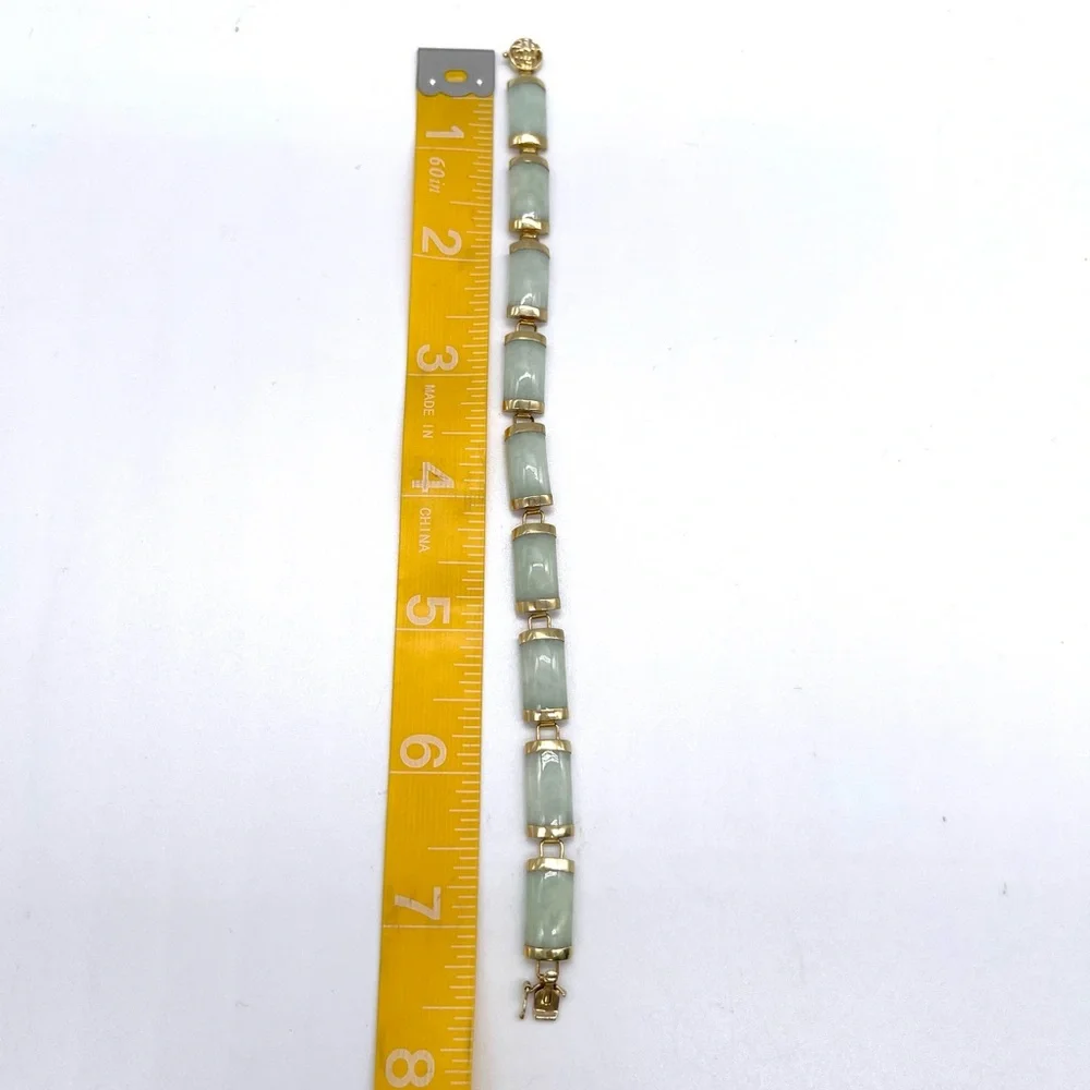 Vintage 10k Gold Jade Bracelet - Picture 5 of 8